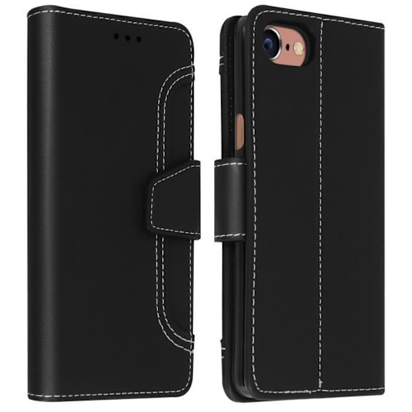 Kansi iPhone 6 / 6S / 7 / 8 / SE 2020 lompakkokotelo musta jalusta toiminto musta Svart