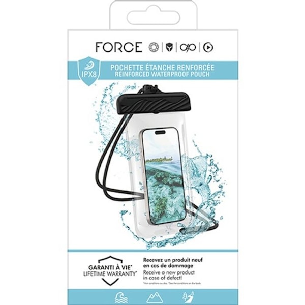 Forcecase mobiltelefon tilbehør IPX8 vandtæt pose forstærket sort