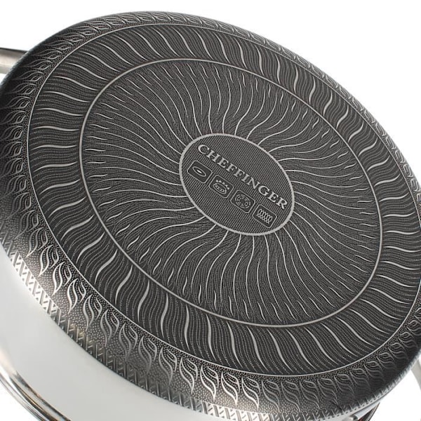 24 cm sauterpande med låg Cheffinger i premium non-stick rustfrit stål sølv