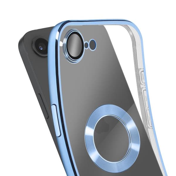 Cover til Apple iPhone 17e med kromkant i blødt silicone blå Blå