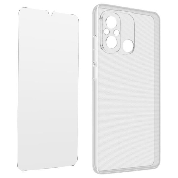 Fodral för Xiaomi Redmi 12C Silikongel och härdat glas 9H Transparent