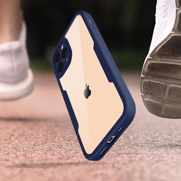 Coque iPhone 11 Pro Max - AVIZAR - Stødabsorberende - Plexiglas - Mørkeblå kant - Stiv Midnattsblå