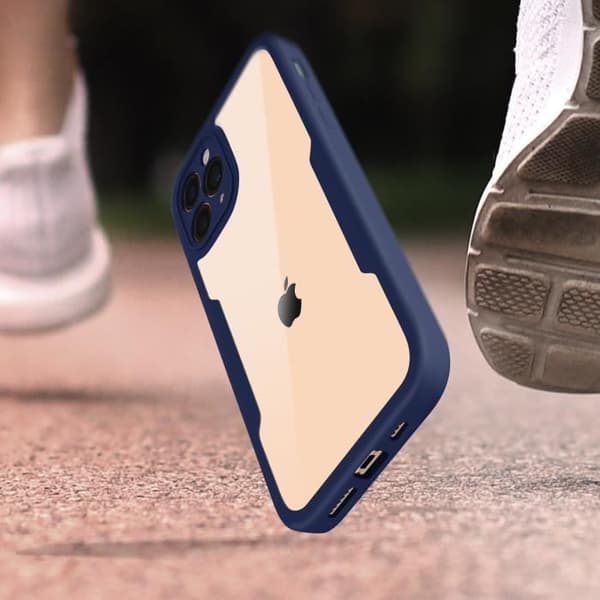 Coque iPhone 11 Pro Max - AVIZAR - Stötsäker - Plexiglas - Mörkblå kant - Styv Midnattsblå