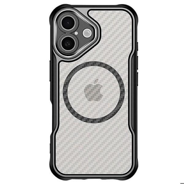 Coque för iPhone 16 Plus MagSafe Kolfiber Antichock Förstärkt Svart Svart