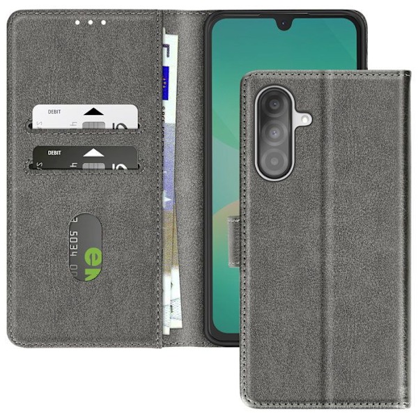 Etui til Samsung Galaxy A26 Klap Portefeuille og Stå Video Grå Grå