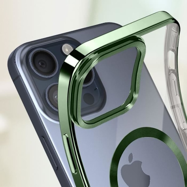 MagSafe kotelo iPhone 15 Prolle - AVIZAR - Silikoni - Kameran suojaus - Chrome Contour - Vihreä Grön