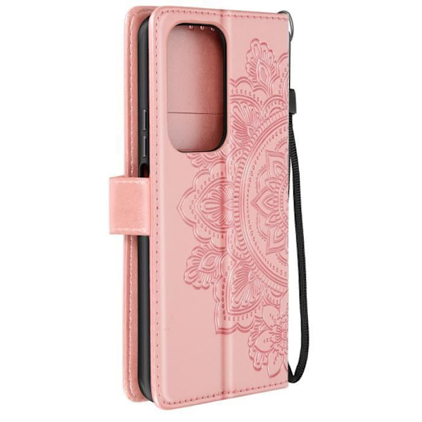 Mandala Kukat Kotelo - AVIZAR - Honor 200 Lite - Lompakko Kahvallinen Tuki - Vaaleanpunainen Rosa
