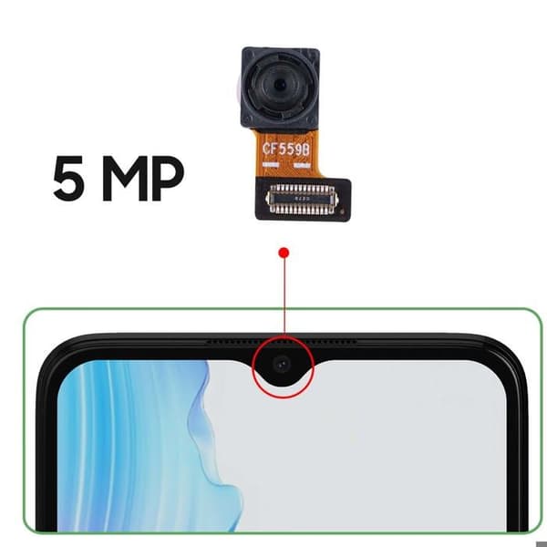 Frontkamera til Oppo A38, 5MP selfiesensor, sort