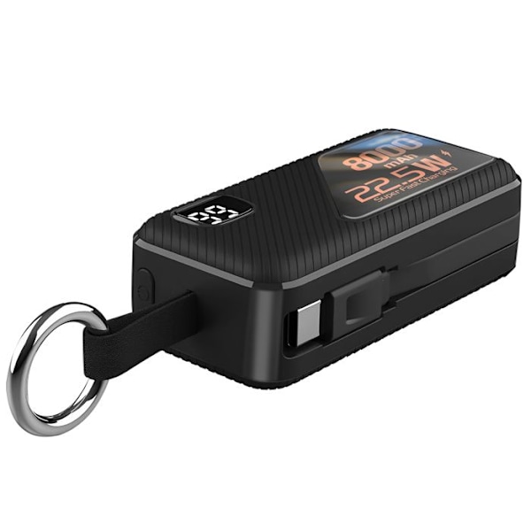 Ekstern Batteri 8000 mAh Nøglering USB C og Lightning LinQ Sort Svart