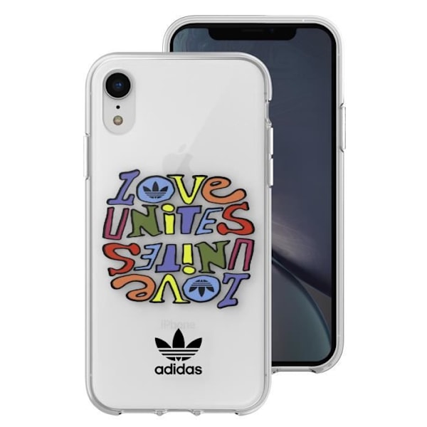 Silikonfodral till iPhone XR Love Unites Print Raised Edges Adidas Transparent