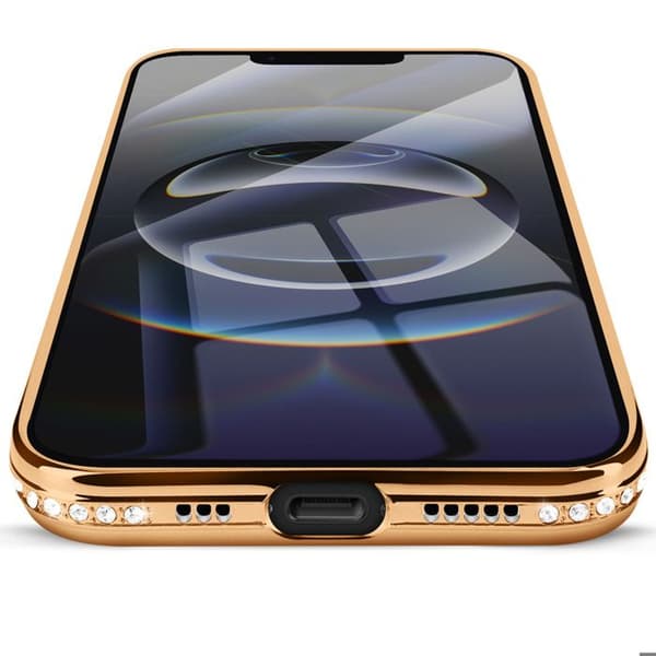 MagSafe-skal - AVIZAR - iPhone 16e - Guldkanter - Glittrande Strass - Optimal Skydd Gul