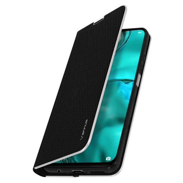 Housse - AVIZAR - Huawei P40 Lite - Ekoskinn - Videoställ - Magnetisk stängning Svart