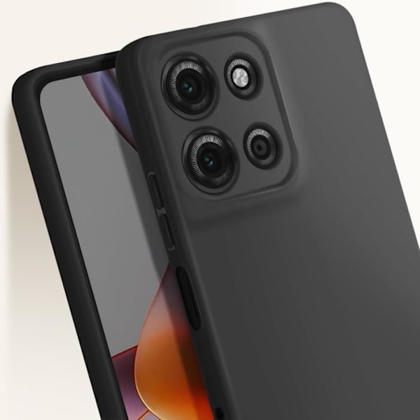 Siliconeblød mat sort taske til Motorola Moto G75 Svart