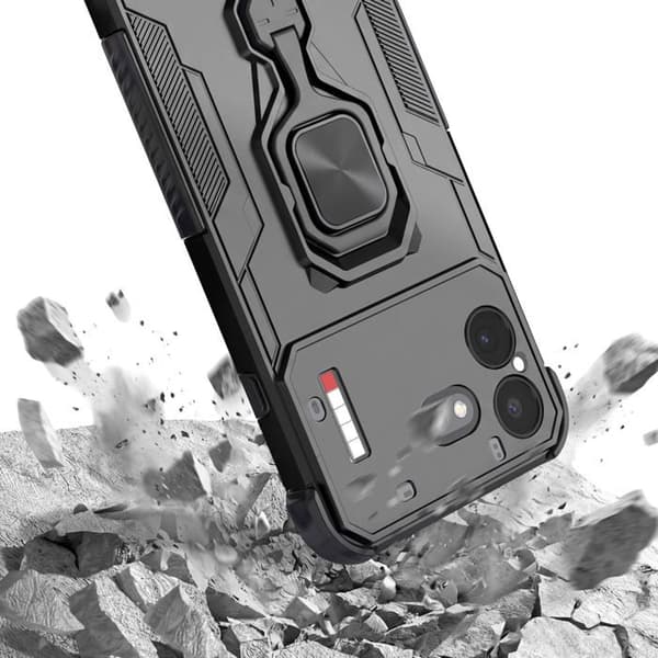 Cover til Nothing Phone 4b med roterende ring og støttefunktion sort Svart