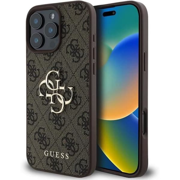 Coque - GUESS - iPhone 16 Pro - Logo 4G - Ekologiskt läder - Hållbart skydd Brun
