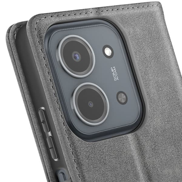 Plånboksfodral - AVIZAR - Redmi 15C - Syntetläder Grå - Stödfunktion - Kortfack Grå