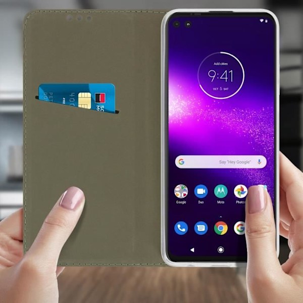 Etui Folio - AVIZAR - Moto G100 - Øko-læder - Blå Nat - Støttefunktion Nattblått