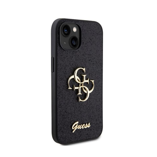 Guess Glitter Script Big 4G - Etui til iPhone 15 (sort)