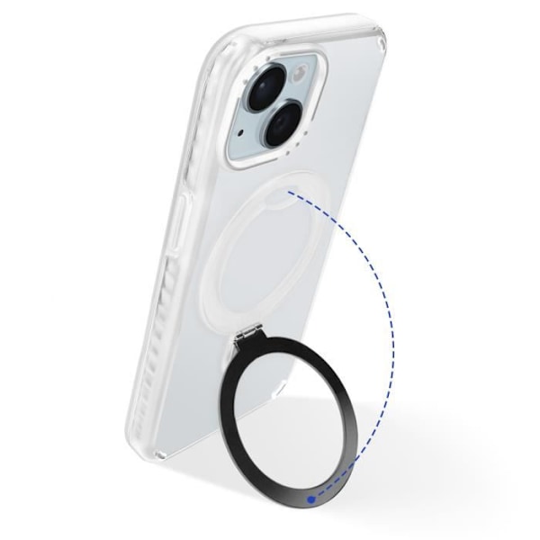 MagSafe-kuori iPhone 15:lle iskunkestävä taitettavalla tukijalla, valkoinen Vit