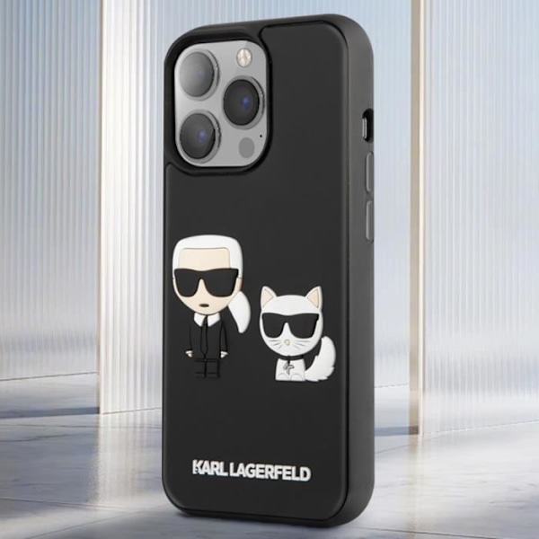 Cover til iPhone 13 Pro Max - KARL LAGERFELD - Bi-materiale - Forhøjede kanter - Sort Svart