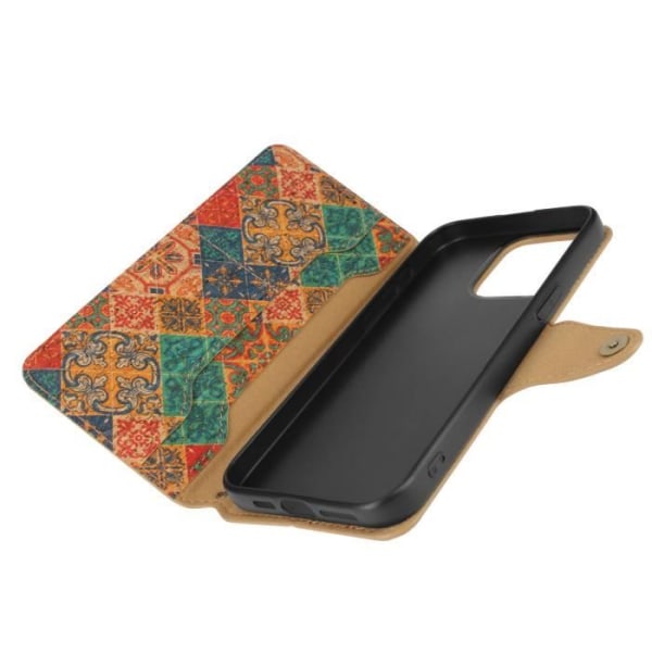 Korkkikotelo iPhone 15 Pro Max Flip Wallet Victorian -jalustalle Svart