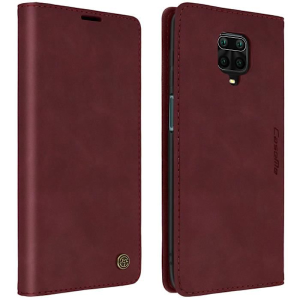 Kotelo - CASEME - Redmi Note 9S/9 Pro/9 Pro Max - Vintage - Korttiteline - Tuki Bordeaux röd