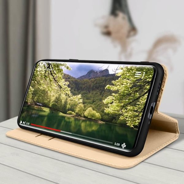 Oppo Find X5 Pro Wallet Cover Video Support Funktion Guld Guld