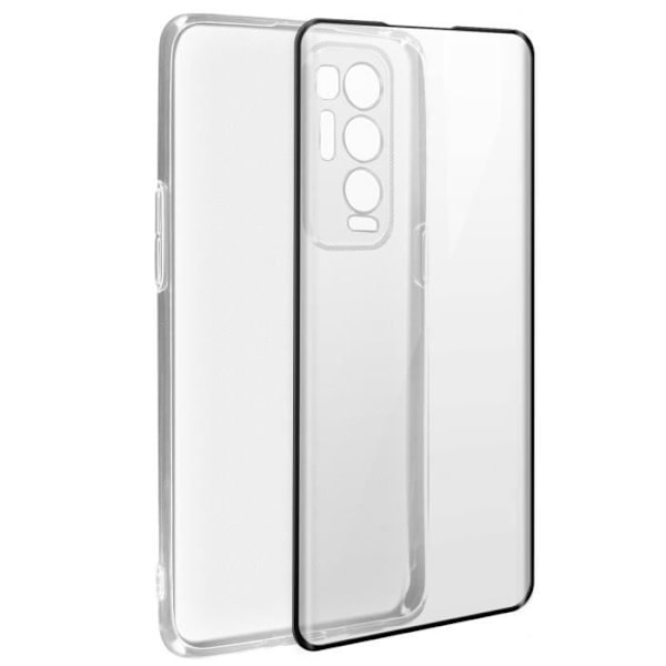 Oppo Find X3 Neo Soft Case og 9H hærdet glasfilm - gennemsigtig / sort Sort