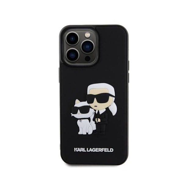 Coque til iPhone 14 Pro Max 3D Karl og Choupette Forstærket Karl Lagerfeld Sort Svart