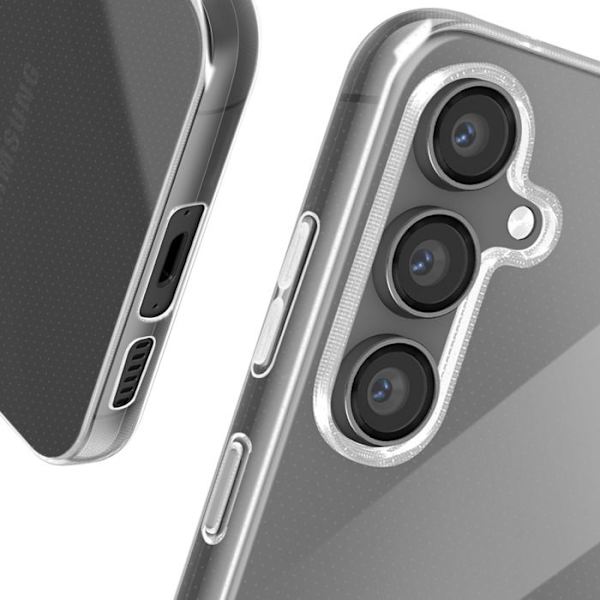 Suojapakkaus Samsung Galaxy S23 FE:lle - MAYAXESS - Puolijäykkä kotelo ja läpinäkyvä 9H karkaistu lasi Transparent