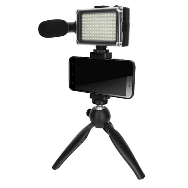 Vlog-pakke med foldbart stativ, mikrofon, Puluz LED-projektor