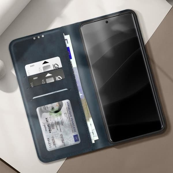 Smartphonefodral - Xiaomi - Redmi Note 14 Pro/Pro Plus - Plånbok - Ställ - Mörkblå Blå
