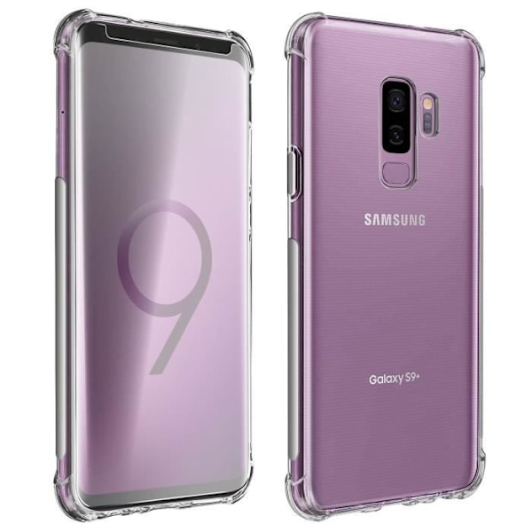Skyddspaket - AVIZAR - Galaxy S9 Plus - Mjuk Skal - Härdat Glas Film 9H - 360° Skydd Klar vit