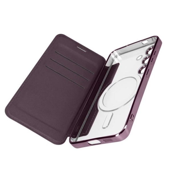 Flip Case Samsung S24 MagSafe -yhteensopivalle RFID-suojauksella Tumma violetti