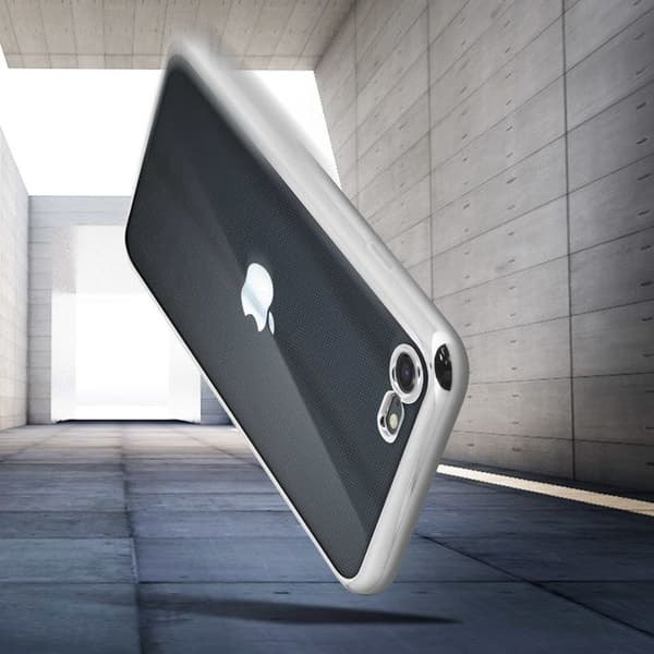 Skyddsfodral - Akashi - iPhone SE 2022/2020, 8, 7 - Silikon - Transparent baksida - Kromad finish Grå