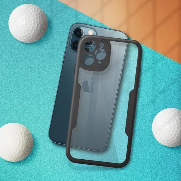 Helcover - AVIZAR - iPhone 12 Pro Max - Stødsikker - Plexiglas - Sort Svart