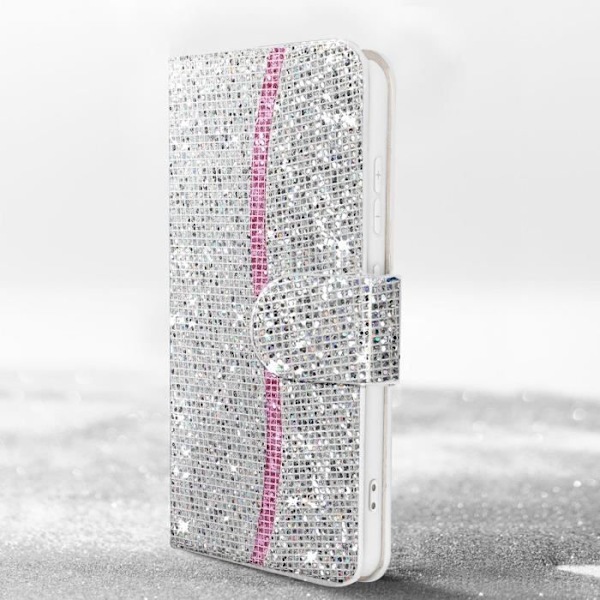 Fodral till Samsung Galaxy S23 - AVIZAR - Glitter Disco - Plånbok Video Support Grå