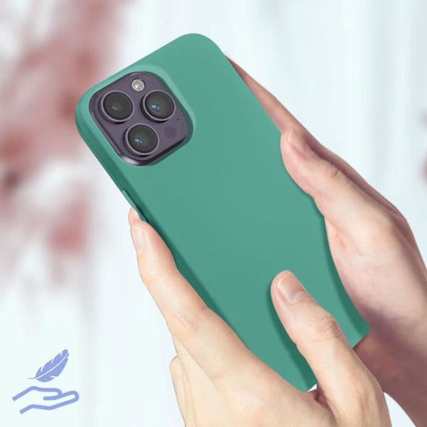iPhone 14 Pro cover Halvstiv Soft-touch Fin turkis Turkos