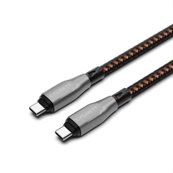 Câble Armuré Pro 240W USB-C vers USB-C Kevlar 1m CYGNETT Noir Orange