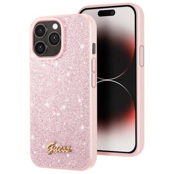 Coque til iPhone 14 Pro Monochrom Finish Glitteret Guess Rosa Rosa