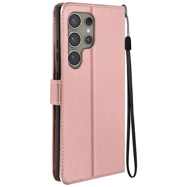 Plånboksfodral till Samsung S24 Ultra - MAYAXESS - Champagnerosa - Stativ och armbandsfunktion Rosa