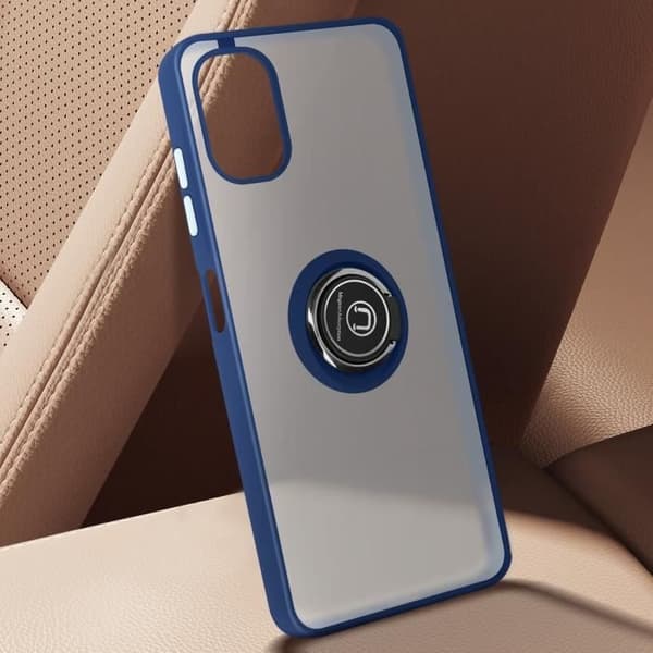 Coque til Samsung Galaxy A06 - Metallisk Ring - Stødabsorberende - Videostøtte - Mørkeblå Blå