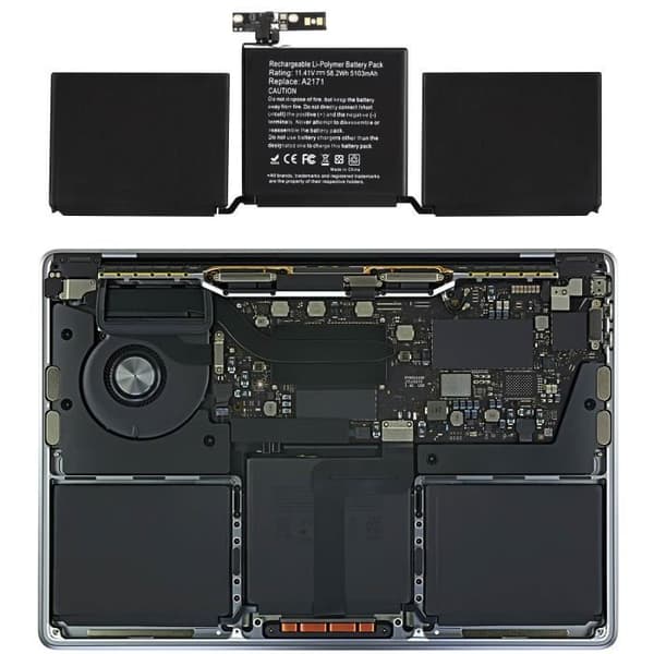 Batteri - AVIZAR - Macbook Pro 13" 2019 (A2159) - 5103mAh - Lithium Ion - Svart Svart