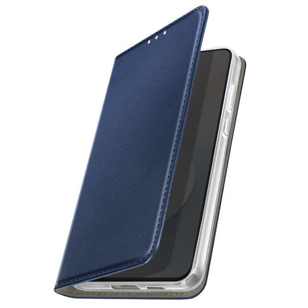 Fodral med lock - AVIZAR - Galaxy S25 FE - Syntetläder - Videostöd - Kortficka Blå