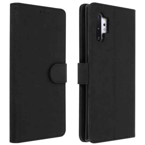 Etui - AVIZAR - Galaxy Note 10 Plus - Helt dæksel - Kortlomme - Video Support Funktion Svart