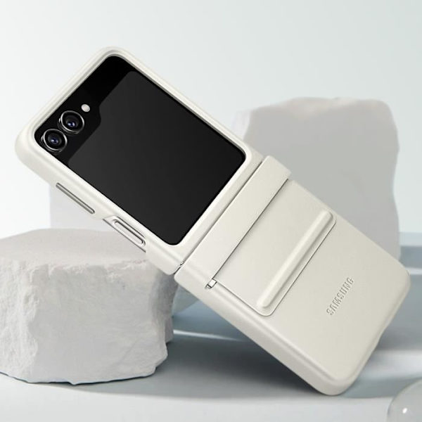 Taske til Samsung Z Flip 5 Faux Læder Flap Øko-læder Original Creme
