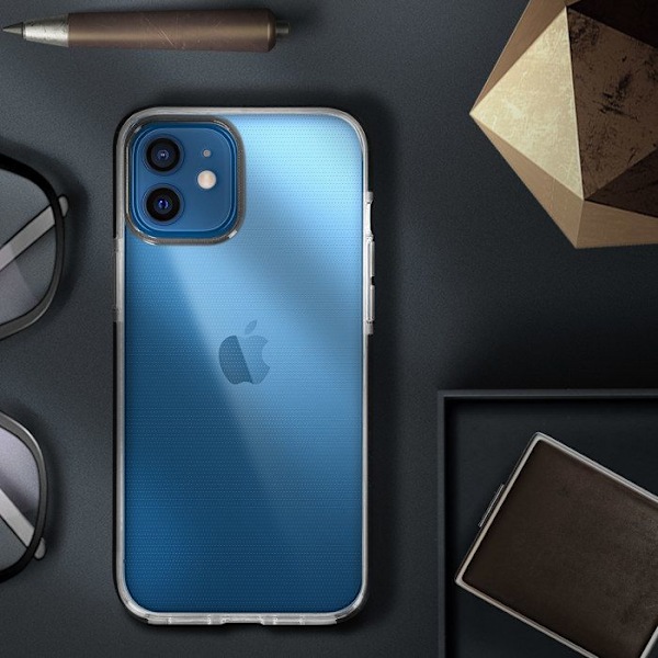 Akashi Musta Läpinäkyvä Takakuori iPhone 12 / 12 Pro Joustava Kromireunus Svart