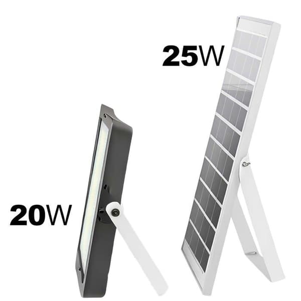 Solcelle LED Projektor 20W Batteri 25000mAh til Udendørs Belysning Sort Svart