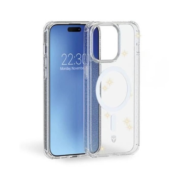 iPhone 15 - FORCE CASE - Vahvistettu - Läpinäkyvä - Kimallusglitter - Kestävyys 3M Transparent