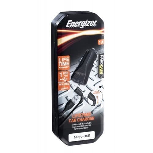Biloplader - ENERGIZER - 1A - 1 USB-port - Micro-USB-kabel inkluderet Sort